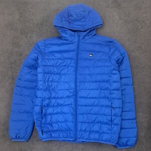 quicksilver puffer down  jacket mens full zip size XL BLUE outdoor wear